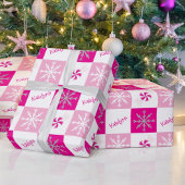 Pfefferminzen & Schneeflocken Name Geschenkpapier