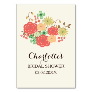 Pfefferminzenkorallen-Brautparty-Bingokarten Tischnummer