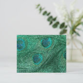 Pfefferminzfedern aus grünem Glitzer Postkarte (Stehend Vorderseite)
