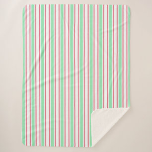 Pfefferminzgrün, rosa und weiße Streifen aus Süßig Sherpadecke