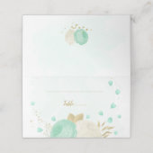 Pfefferminzgrün & weiße Blume botanische Hochzeit Platzkarte (Außenseite Aufgefaltet)