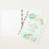 Pfefferminzgrün, weiße Blume Goldblütenhochzeit Planer (Anzeige)