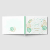 Pfefferminzgrün & weiße Blume Hochzeit mit Blumen Gästebuch (Voll)