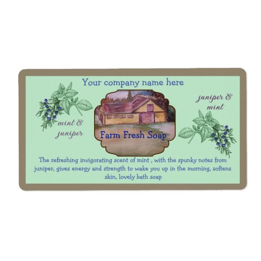 Pfefferminzjuniper-Seifenlabel anpassen (Vorne)