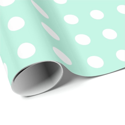 Pfefferminzpunkts in Grün und Weiß Geschenkpapier (Rolleneckpunkt)