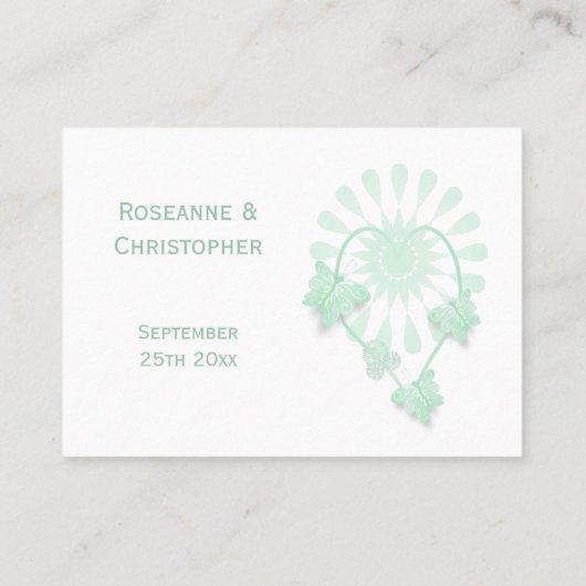 Pfefferminzschmetterlinge für den Hochzeitsplatz Platzkarte (Rückseite)