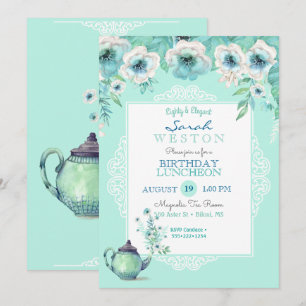 Pfefferminztee-Teekanne Aquarell Blumen Einladung