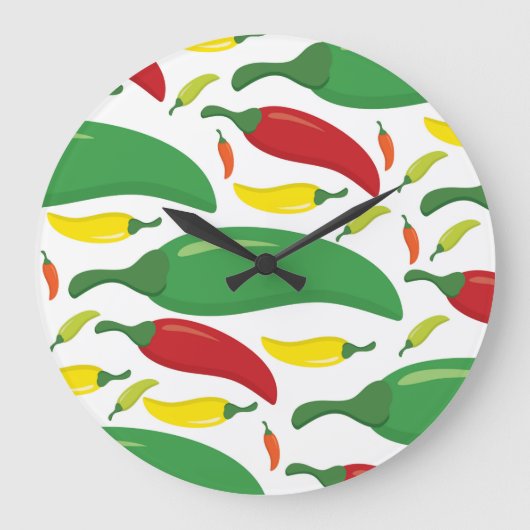 Pfeffermuster aus Chili Große Wanduhr (Vorderseite)