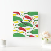 Pfeffermuster aus Chili Quadratische Wanduhr (Zuhause)