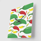 Pfeffermuster aus Chili Quadratische Wanduhr (Winkel)