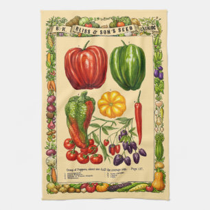 Pfeffersorten Retro viktorianische Ära Botanische  Geschirrtuch