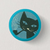Pfeife rauchende Katzen-Taste Button (Vorderseite)