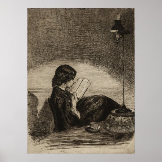 Pfeifen - Lesen durch Lampenlicht Poster (Vorne)