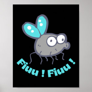 Pfeifende Fliege Und Türkisfarbene Inschrift Aufkl Poster