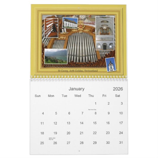 Pfeifenorgelkalender und mehr Plätze leben sie Kalender (Jan 2026)
