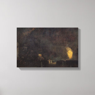 Pfeifer - Notturno, Schwarzes und Gold, das Feuer Leinwanddruck