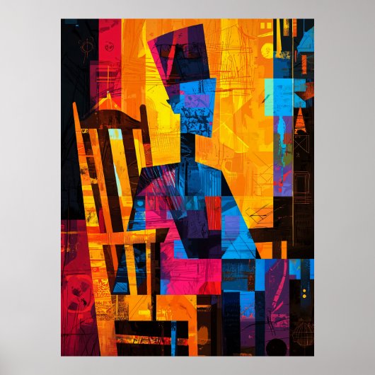 Pfeifermutter wurde in fett Abstrakt uminterpretie Poster (Vorne)