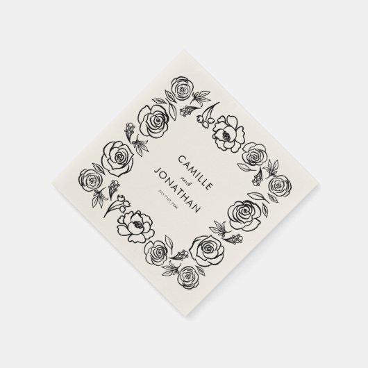 Pfeifhandgezeichnetes Blumenpapier Napkin Serviette (Ecke)