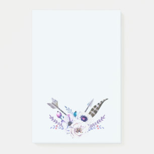 Pfeil, Blume und Feder Post-it Klebezettel