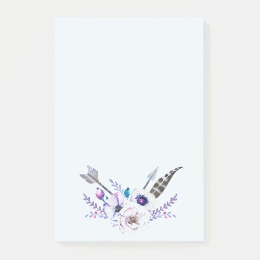 Pfeil, Blume und Feder Post-it Klebezettel (Vorderseite)