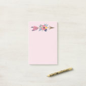 Pfeil, Blume und Feder Post-it Klebezettel (Auf Schreibtisch)