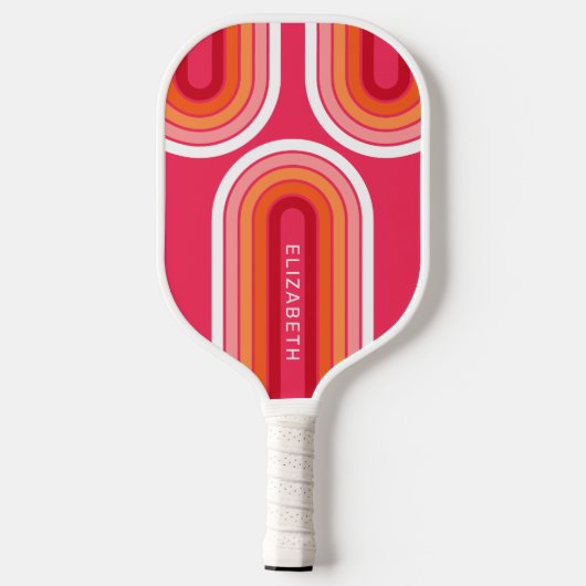 Pfeil der Retro-Linie mit Hot-Pink-Orange - Monogr Pickleball Schläger (Rückseite)