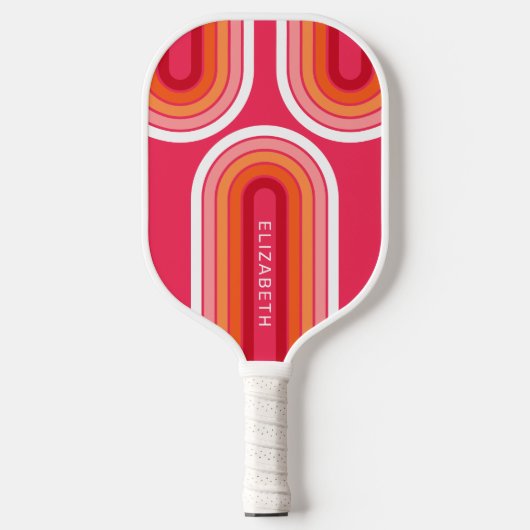 Pfeil der Retro-Linie mit Hot-Pink-Orange - Monogr Pickleball Schläger (Vorderseite)