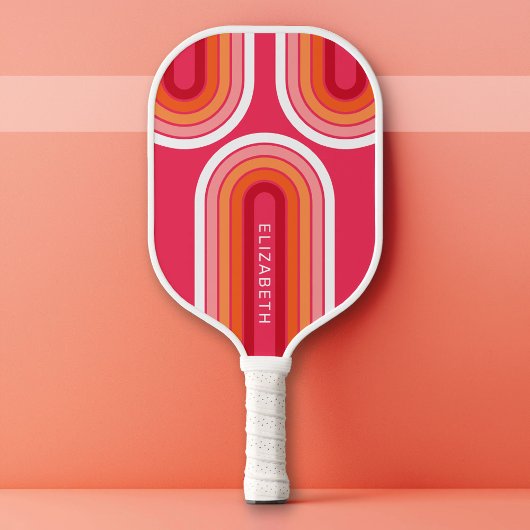Pfeil der Retro-Linie mit Hot-Pink-Orange - Monogr Pickleball Schläger