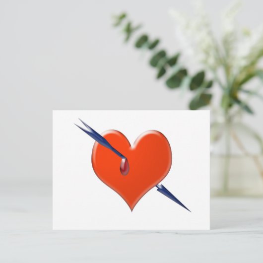 Pfeil durch das Herz Postkarte (Stehend Vorderseite)
