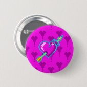 Pfeil durch das neonische Herz - Pixel Art Button (Vorne & Hinten)