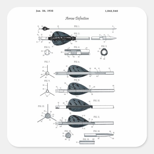 Pfeil für Bogendefinitionen Quadratischer Aufkleber (Vorderseite)