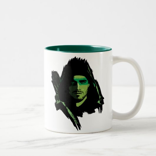 Pfeil | Green Arrow Green stylisierte Cutout Zweifarbige Tasse (Rechts)