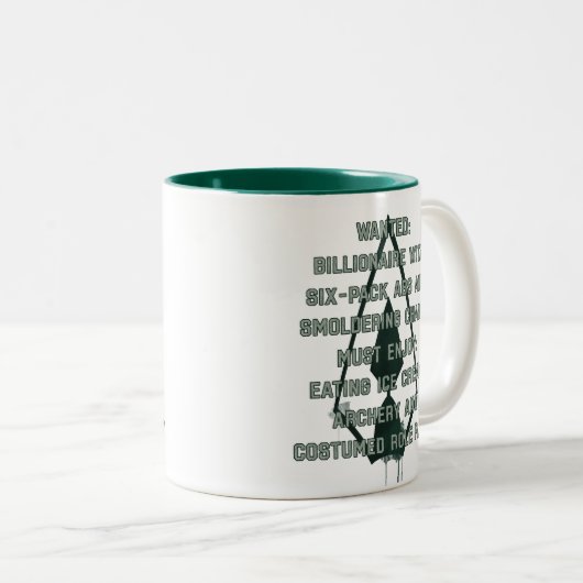 Pfeil | Green Arrow Parody Gewollt Post Zweifarbige Tasse (VorderseiteRechts)