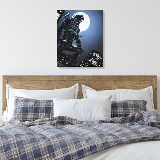 Pfeil | Grüner Pfeil im Mondlicht Leinwanddruck (Insitu (Schlafzimmer))