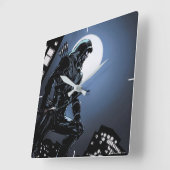 Pfeil | Grüner Pfeil im Mondlicht Quadratische Wanduhr (Winkel)