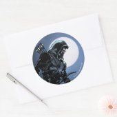 Pfeil | Grüner Pfeil im Mondlicht Runder Aufkleber (Umschlag)