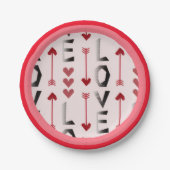 Pfeil, Herz & Liebe Romantisches Design Pappteller (Vorderseite)