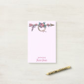 Pfeil mit Feathers und Blume Post-it Klebezettel (Auf Schreibtisch)