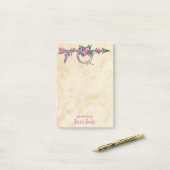Pfeil mit Feathers und Blume Postit Notes Post-it Klebezettel (Auf Schreibtisch)