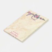 Pfeil mit Feathers und Blume Postit Notes Post-it Klebezettel (angewinkelt)
