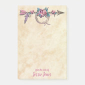 Pfeil mit Feathers und Blume Postit Notes Post-it Klebezettel (Vorderseite)