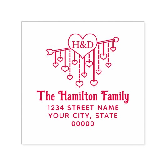 Pfeil mit hängenden Herzen Name Rücksendeadresse Permastempel (Design)