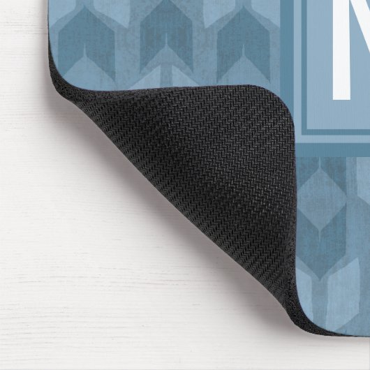 Pfeil-Muster des Monogramm-| Geo blaues des Mousepad (Ecke)