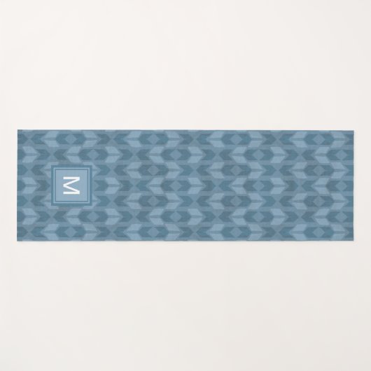 Pfeil-Muster des Monogramm-| Geo blaues des Yogamatte (Vorderseite (Horizontal))