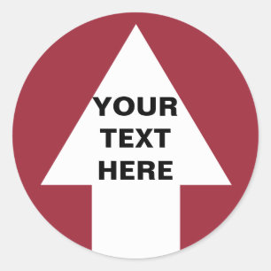 Pfeil nach oben mit benutzerdefiniertem Text Runder Aufkleber