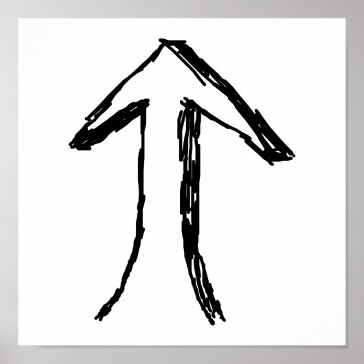 Pfeil nach oben. Schwarz und Weiß. Poster (Vorne)