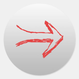 Pfeil nach rechts. Auf Grau. Runder Aufkleber