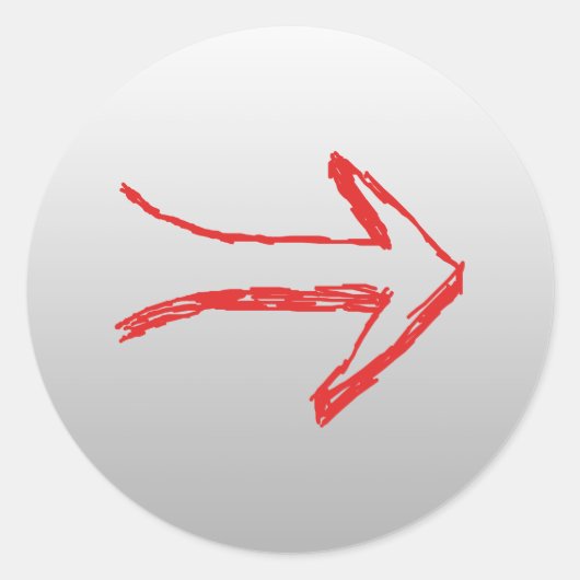 Pfeil nach rechts. Auf Grau. Runder Aufkleber (Vorderseite)