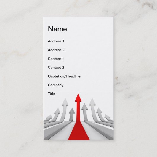 Pfeil-Rennen zum Erfolg aufwärts zeigend Visitenkarte (Vorderseite)