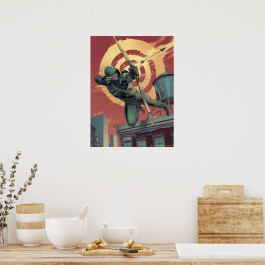 Pfeil | Rot-Pfeil-Brände von der Dachdecke Poster (Küche)